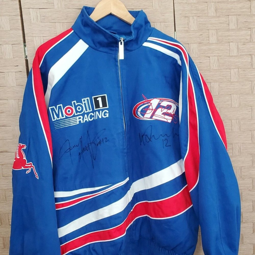 Mobil 1 Racing Jacket Jeremy Mayfield Nascar Track Gear Signed Sz Large EUC